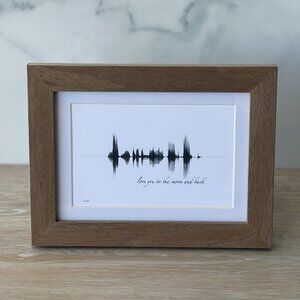 NEW Love You To The Moon Soundwave Framed Wall Art 5x7in Black White Rustic